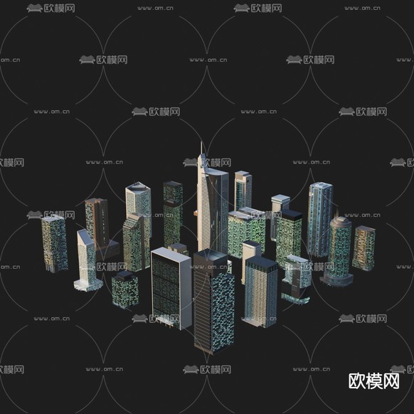 夜景配楼 夜景写字楼3d模型下载