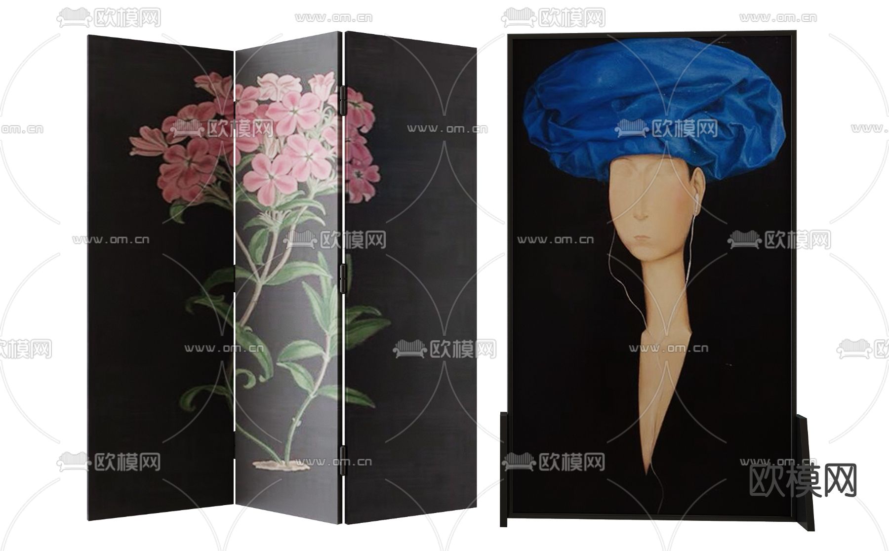 中古风屏风 隔断3d模型下载