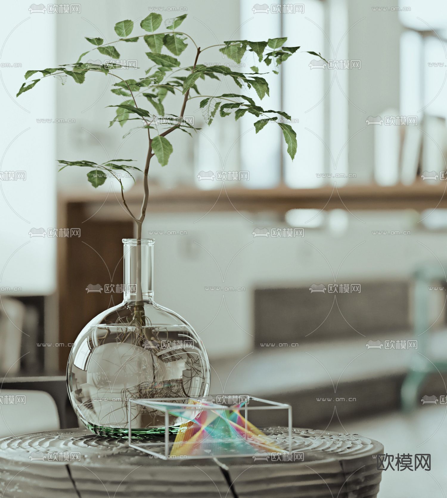 高级灰办公室 办公区3d模型下载（渲染图8）