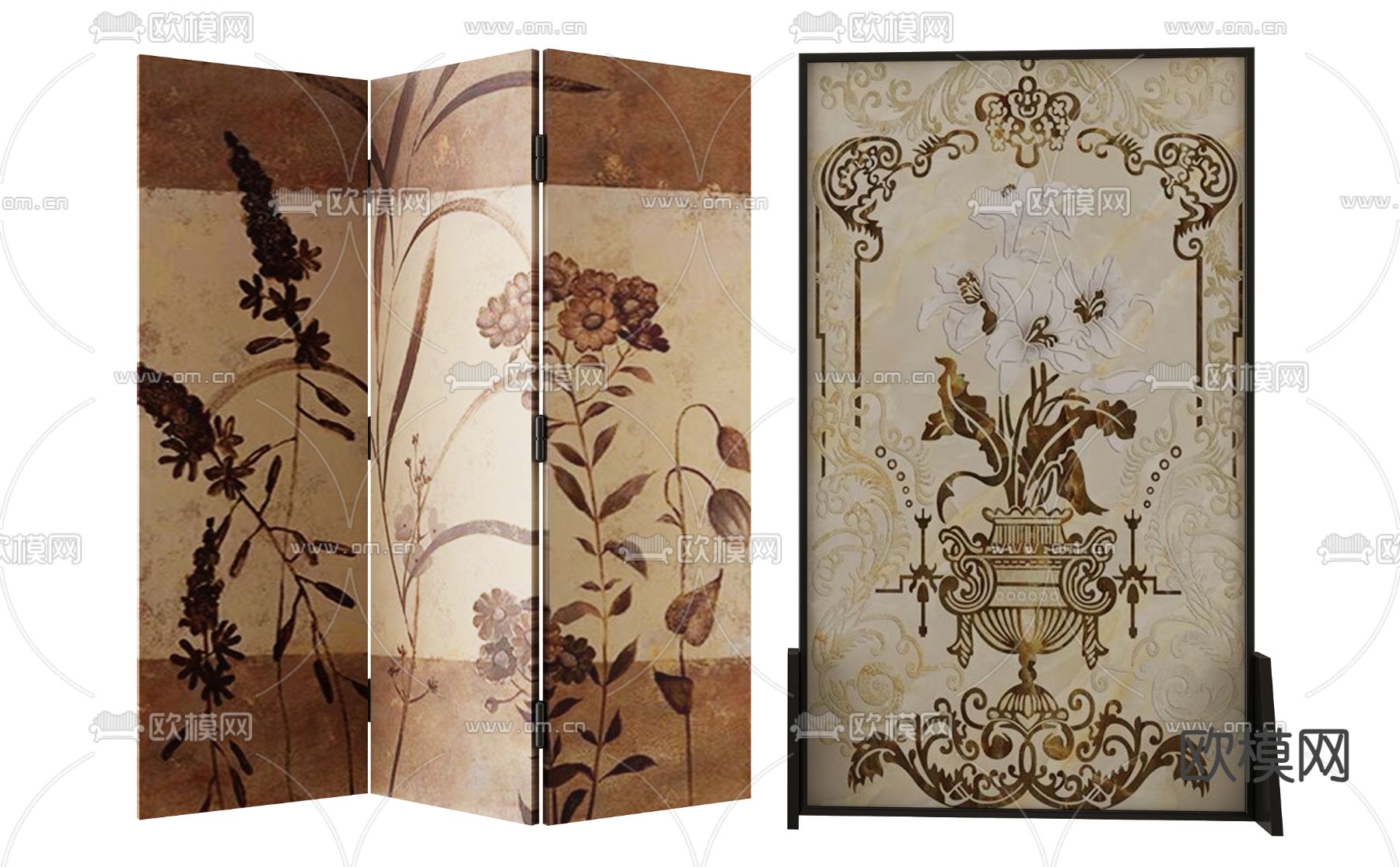 中古风屏风 插屏 隔断3d模型下载