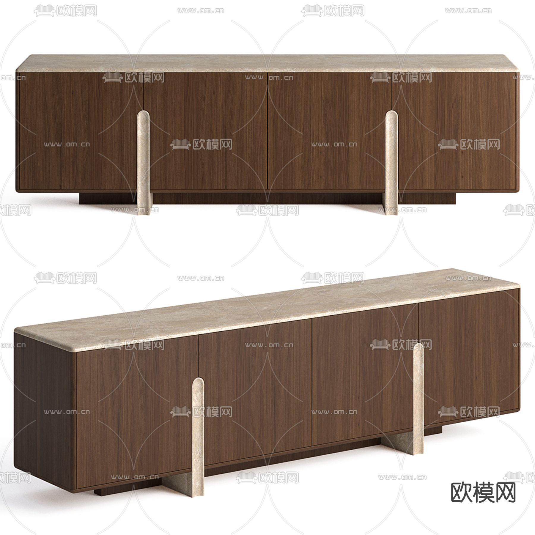 现代电视柜3d模型下载（渲染图1）