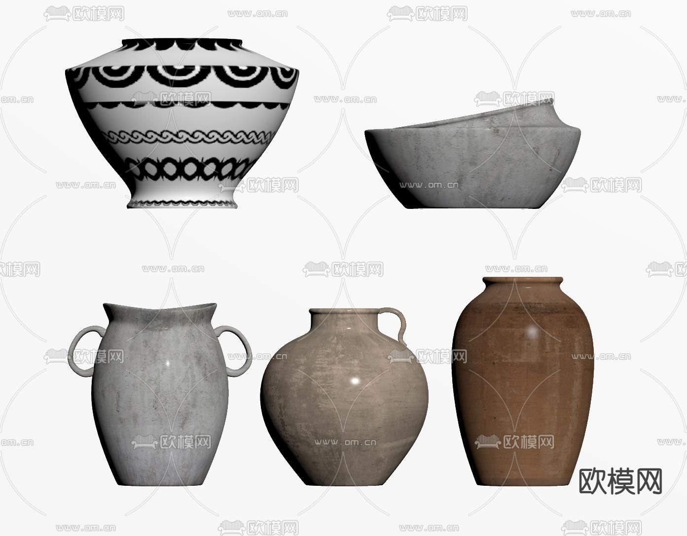 侘寂风陶瓷 器皿摆件su模型下载（渲染图1）