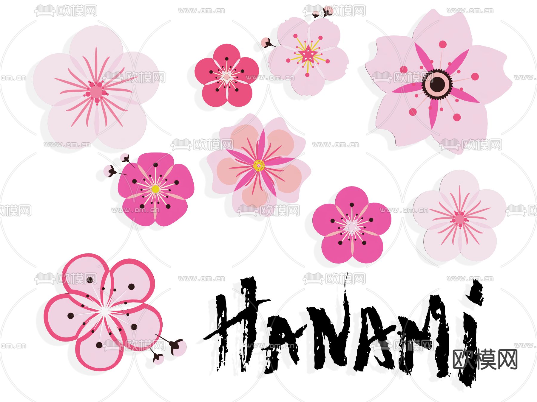 樱花墙饰 花卉剪影 图标墙贴su模型下载（渲染图2）