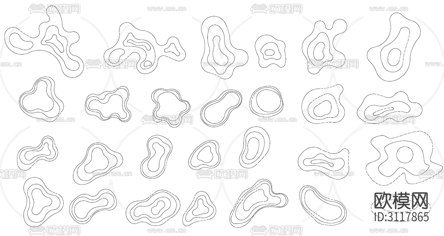 庭院微地形 微地形绿地 微地形cad图库下载（渲染图3）