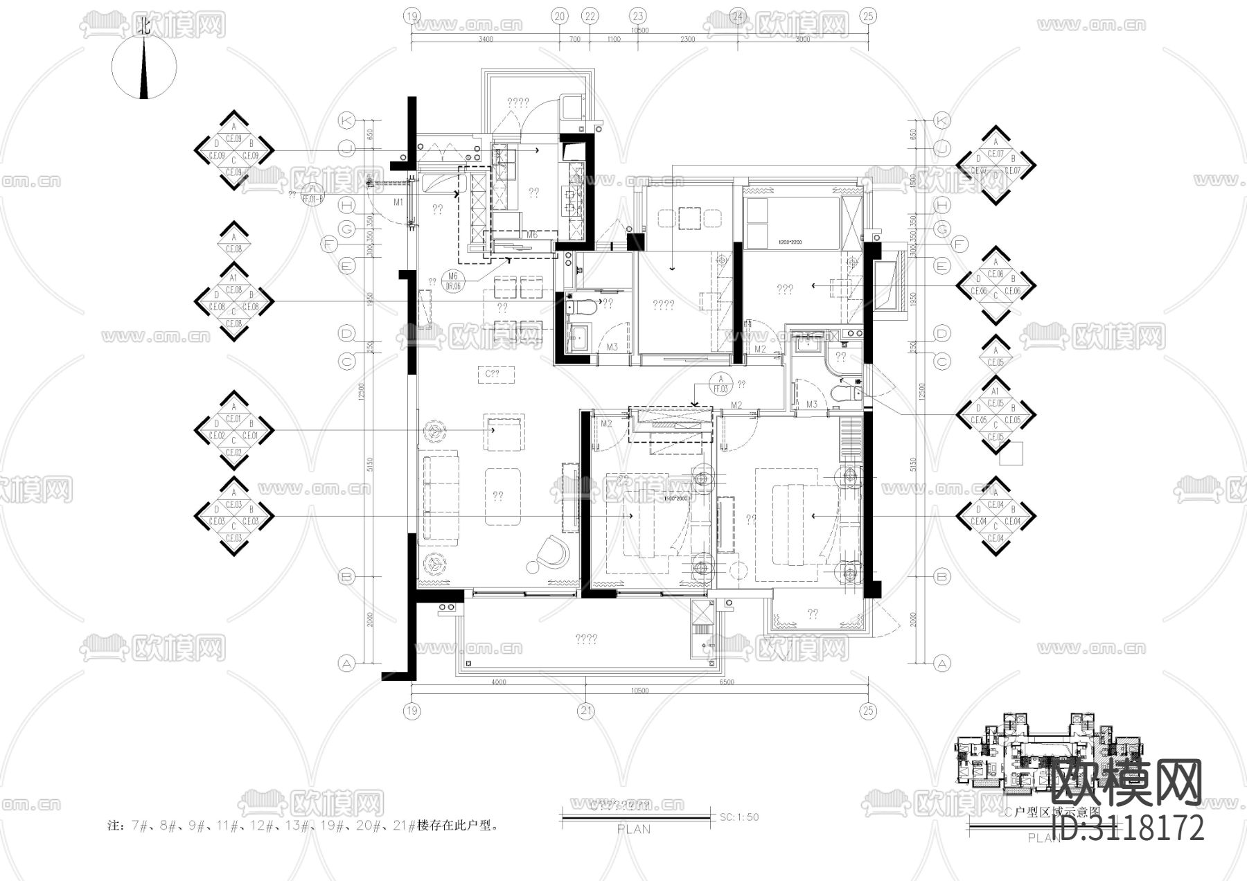 住宅家居全套cad图库下载（渲染图3）