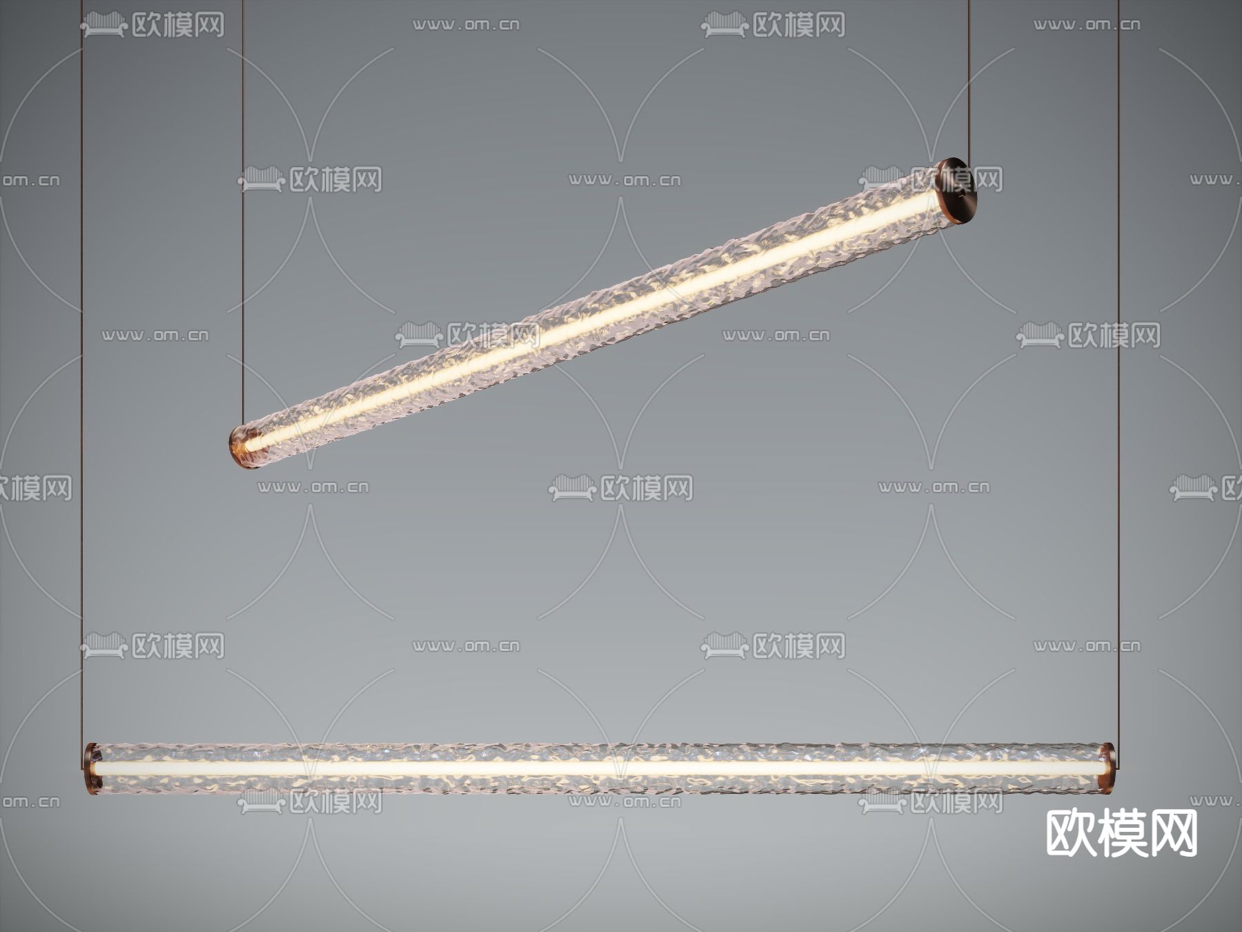 长吊灯 Areti玻璃金属吊灯su模型下载（渲染图1）
