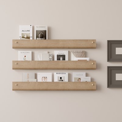  现代木纹装饰书架su模型 