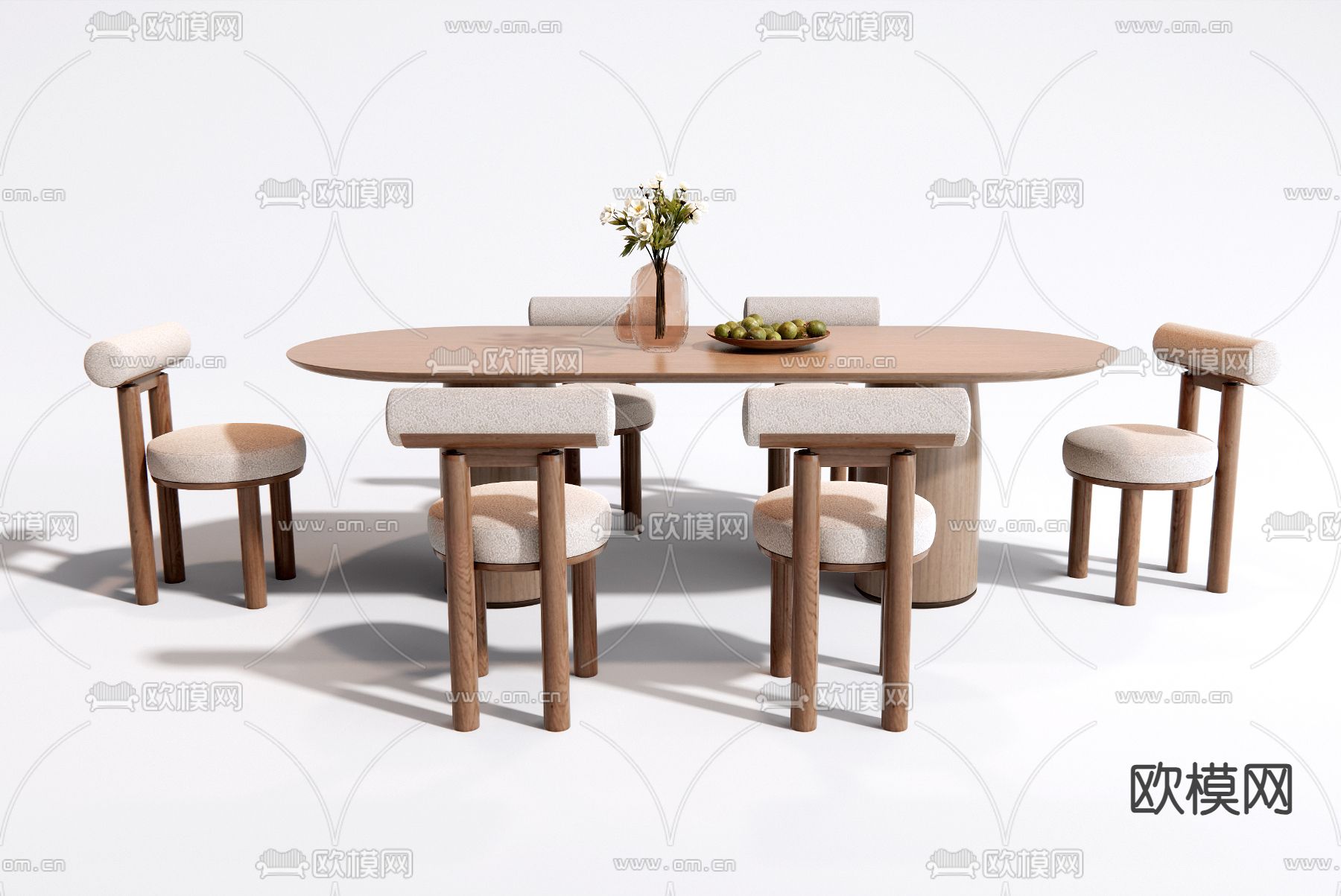 侘寂风餐桌椅3d模型下载