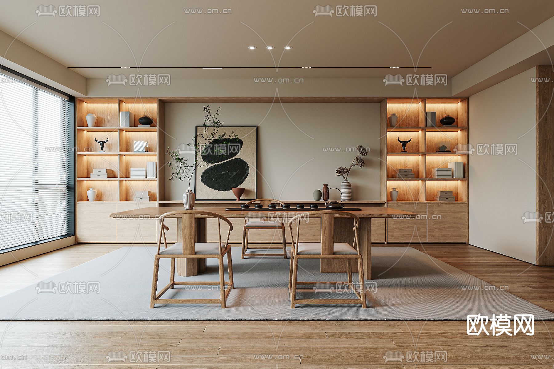 新中式茶室3d模型下载