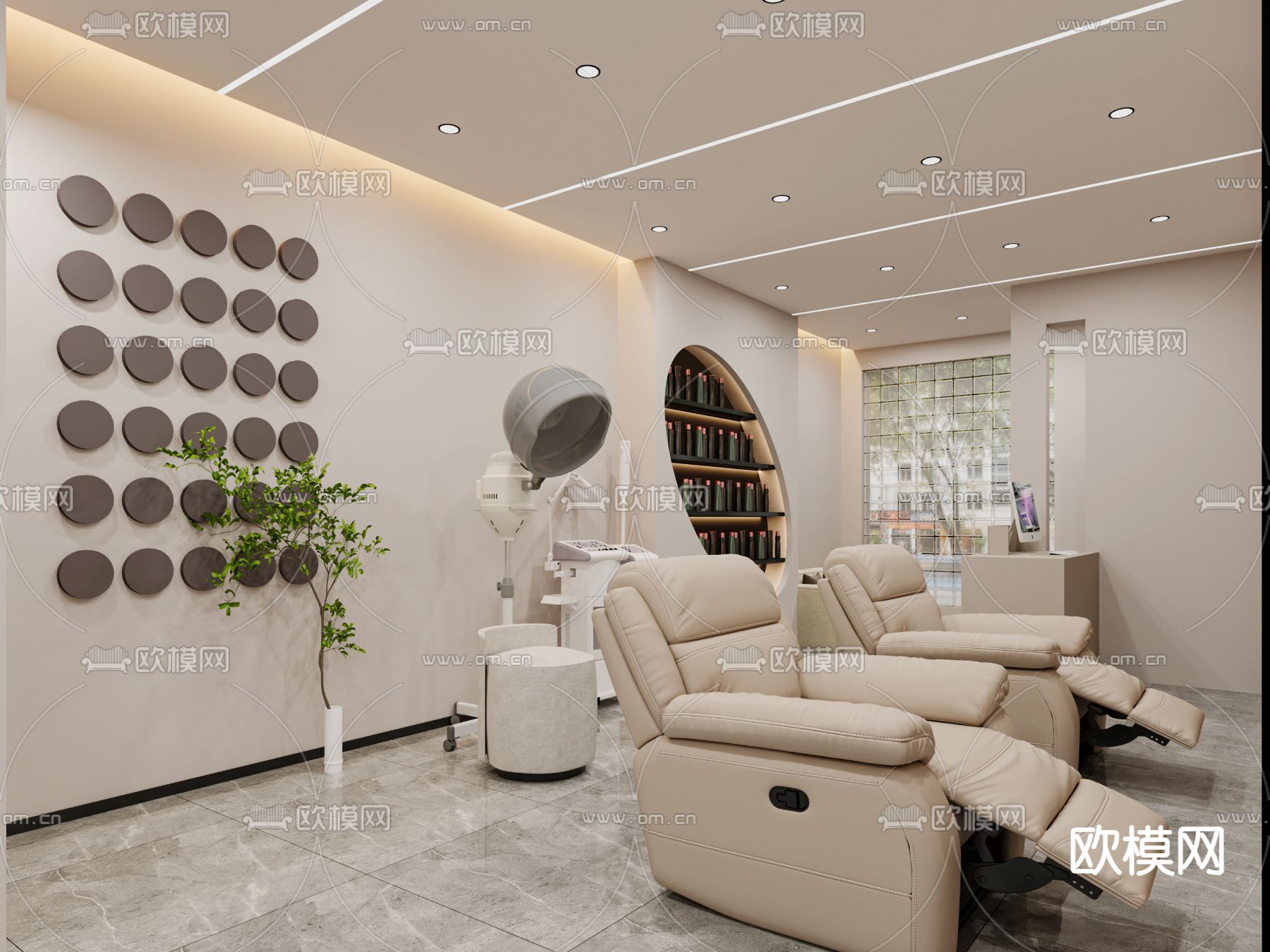 现代理发店 美发店 发廊3d模型下载（渲染图1）