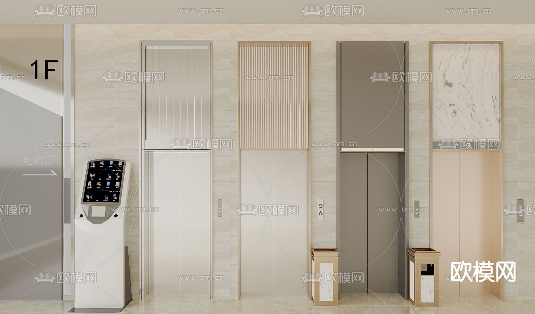 现代电梯厅 电梯间3d模型下载