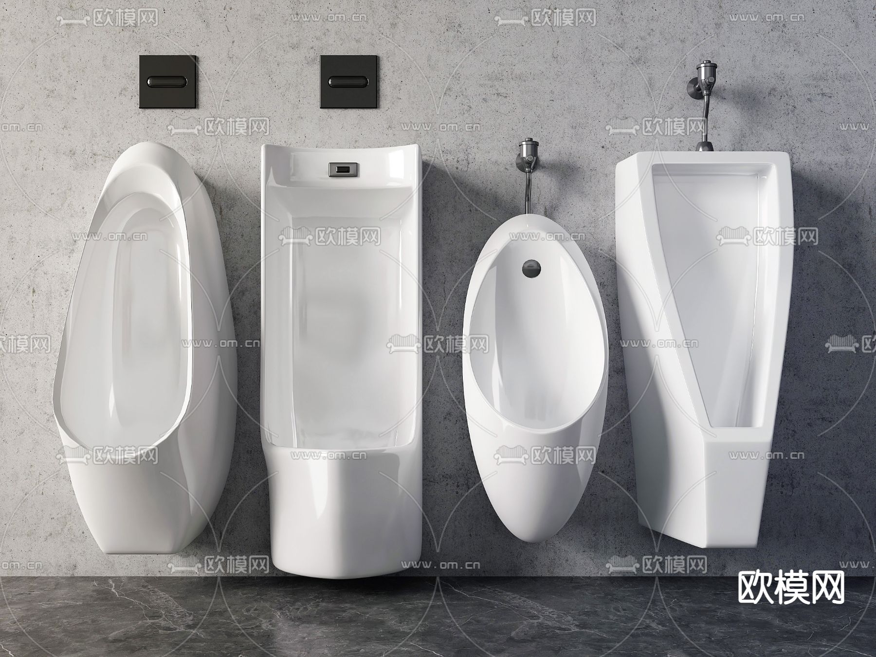 现代小便斗 小便器su模型下载（渲染图2）