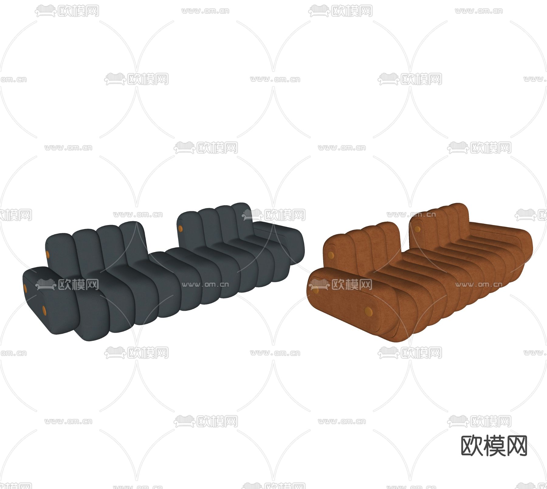 意大利 Poliform 多人沙发su模型下载（渲染图2）