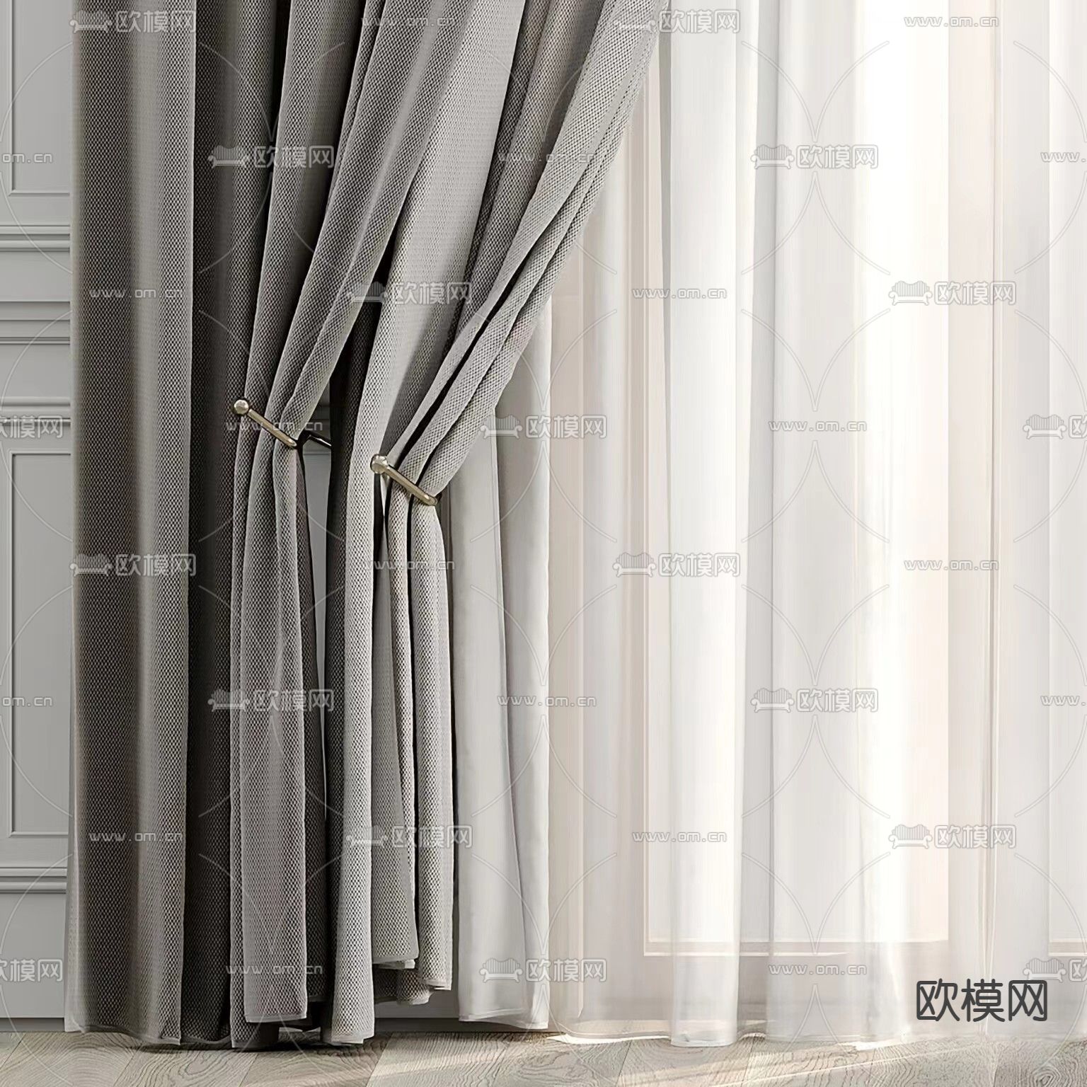 纱窗 窗帘3d模型下载（渲染图2）