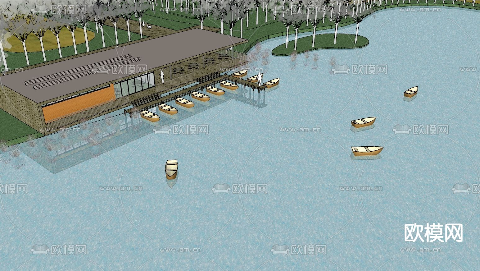 某公园码头su模型下载（渲染图4）