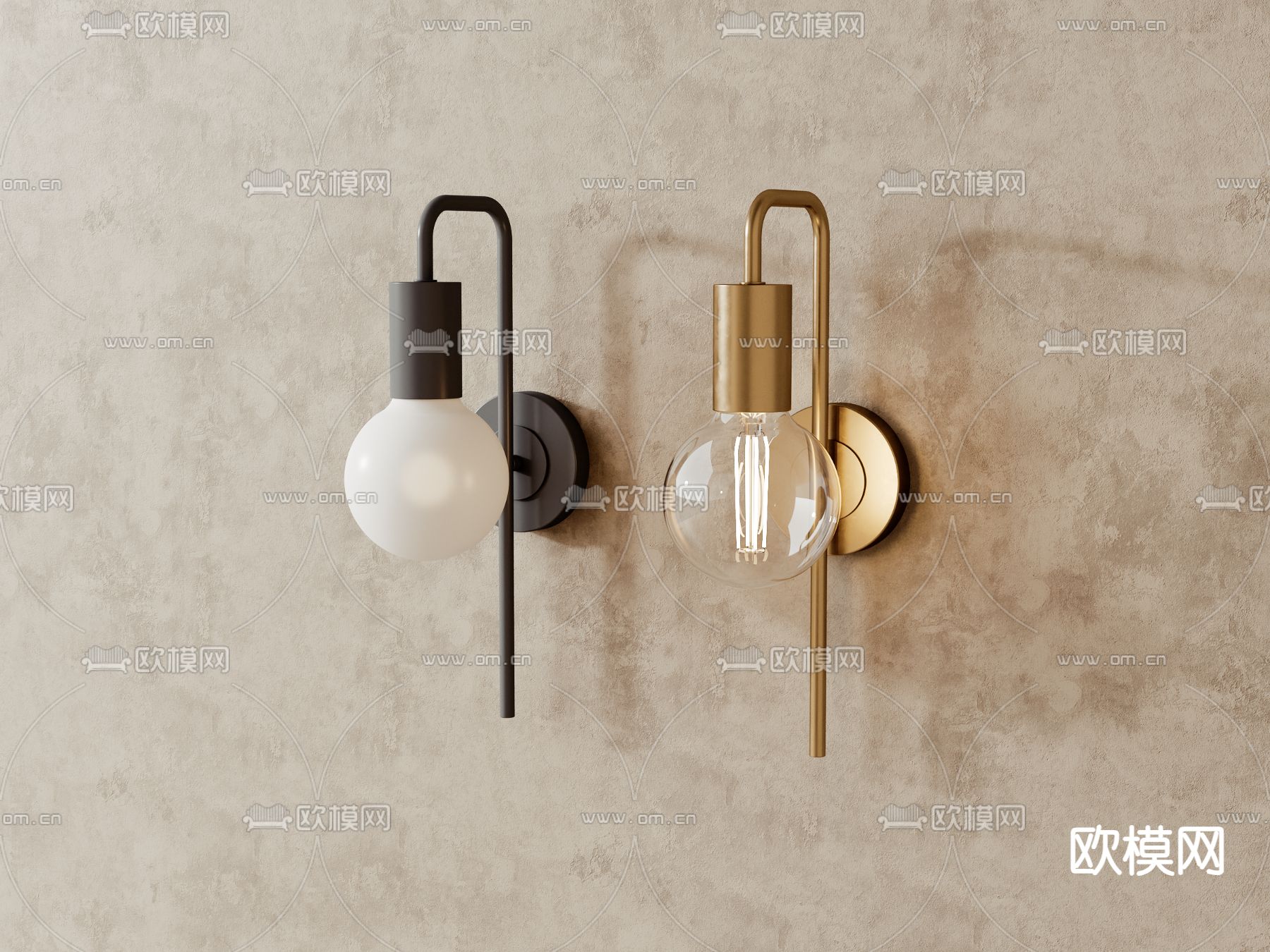 球形壁灯su模型下载（渲染图2）