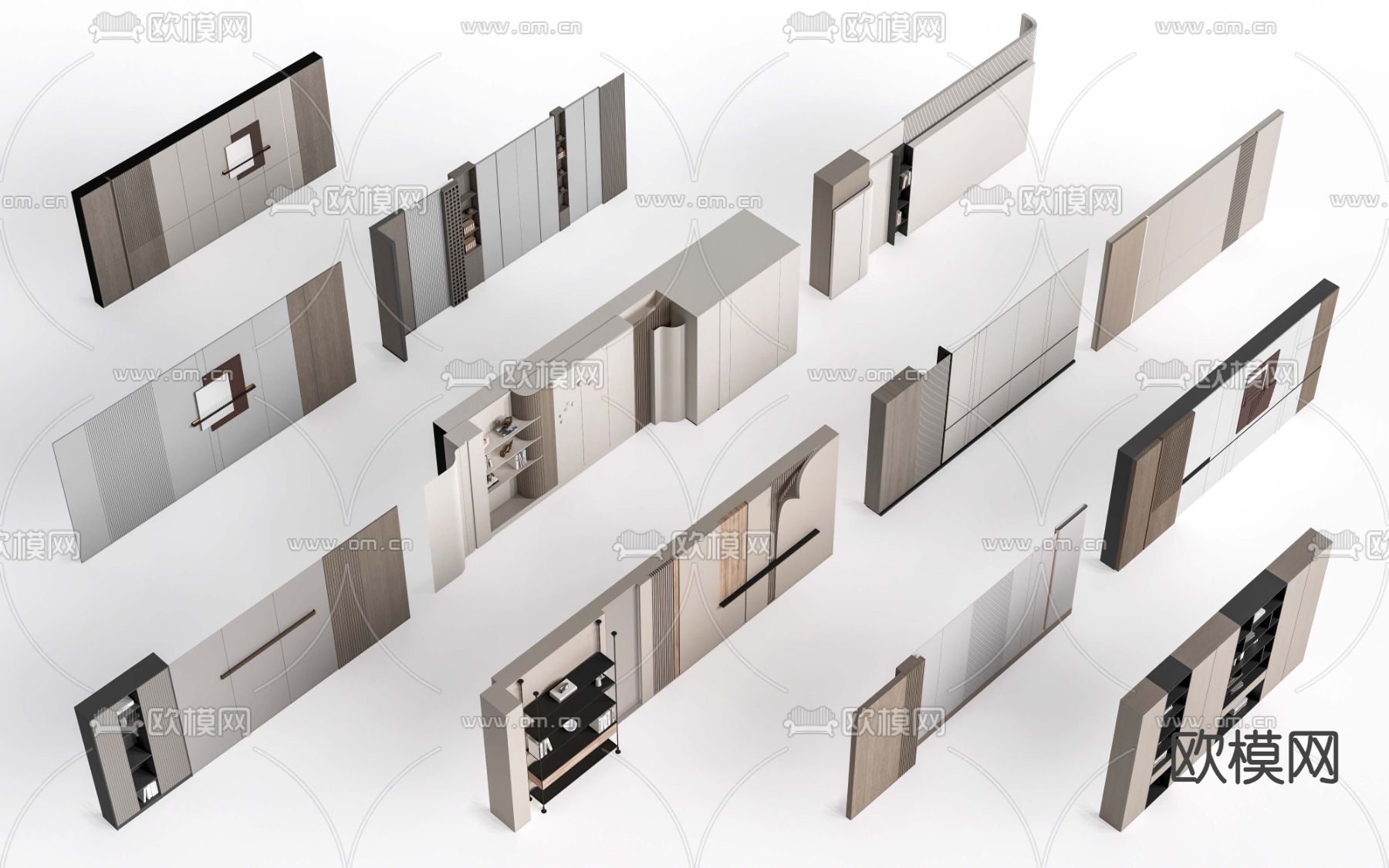 护墙板 背景墙su模型下载（渲染图2）