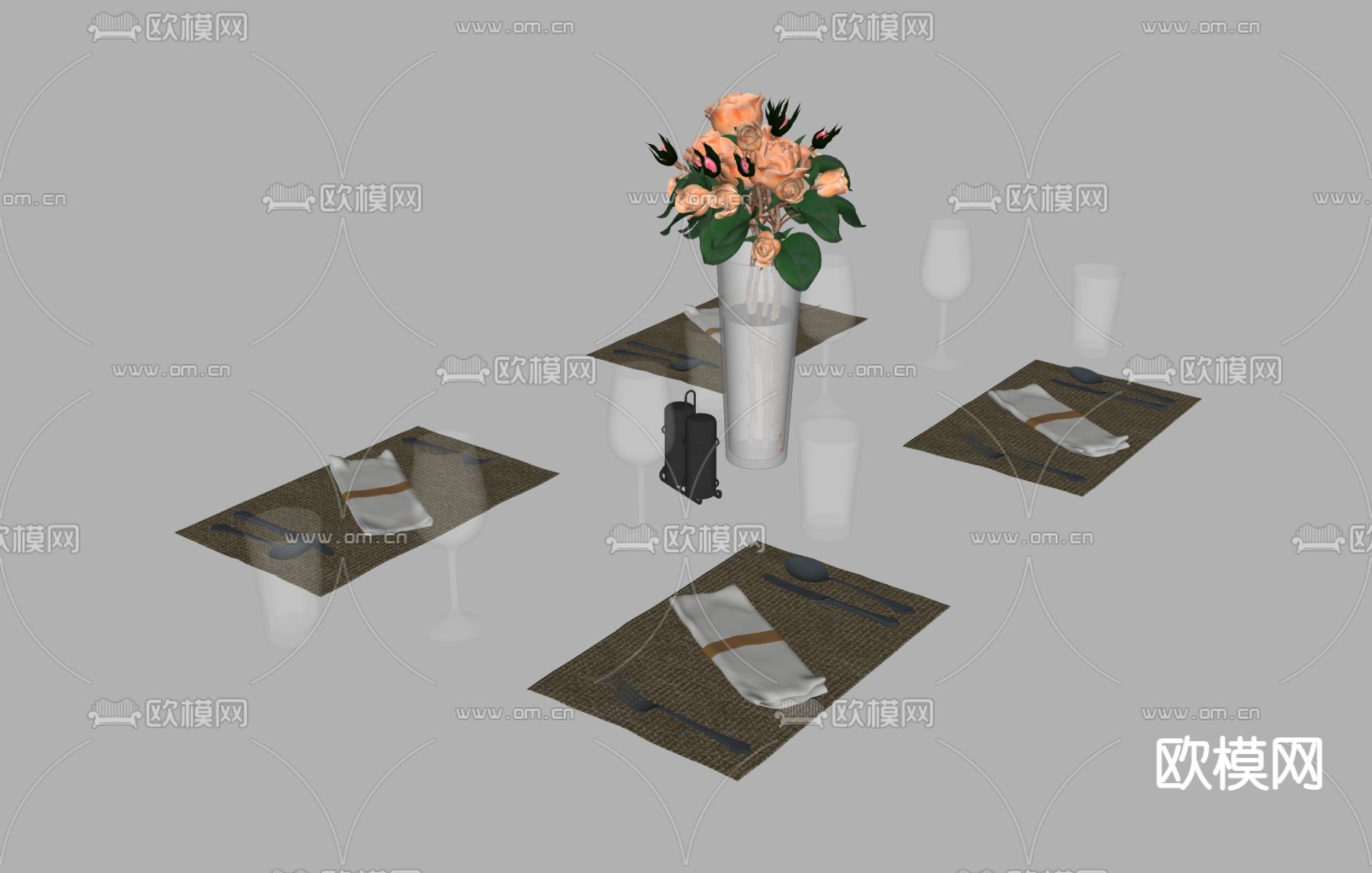 餐具 餐布 餐巾su模型下载（渲染图1）