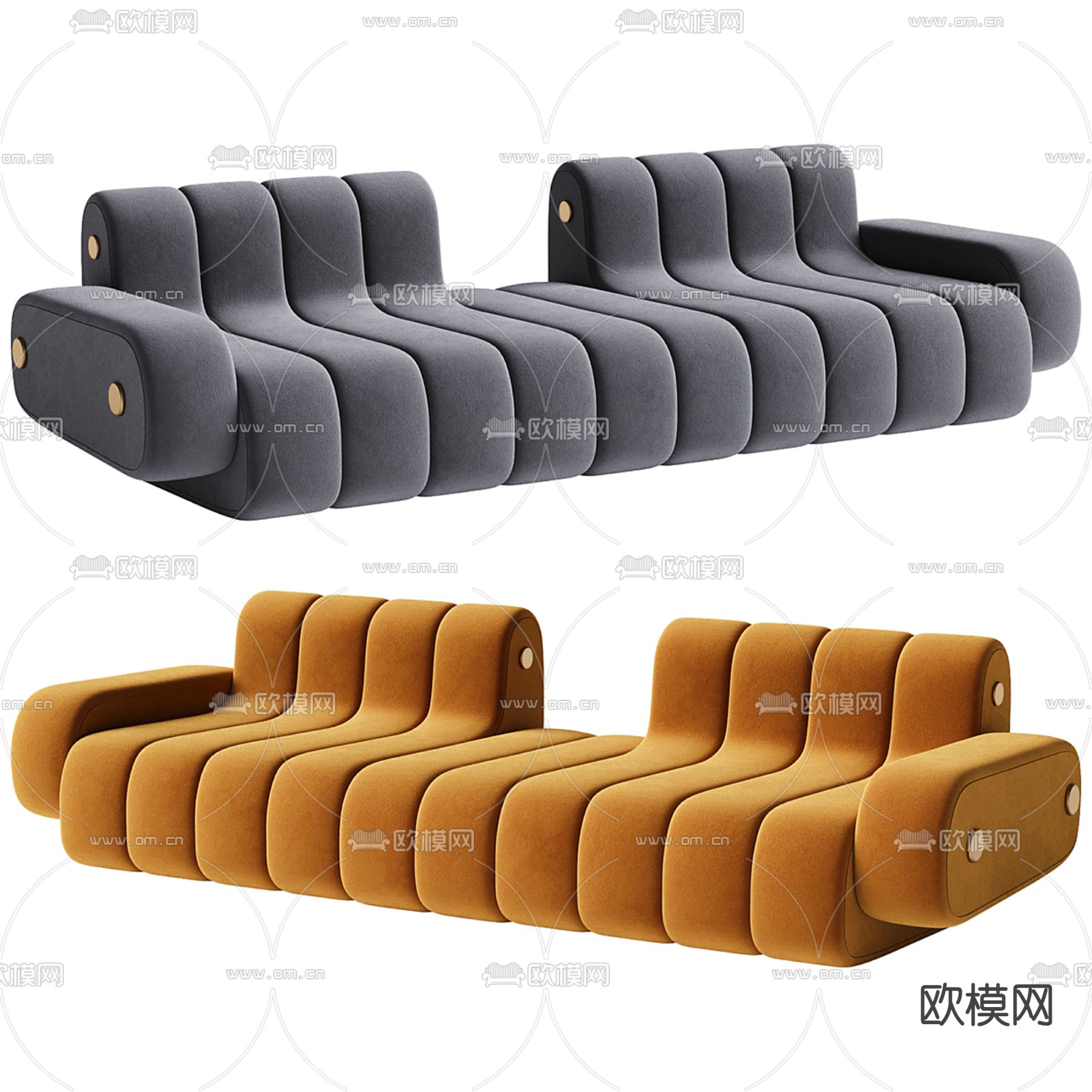 意大利 Poliform 多人沙发su模型下载（渲染图1）