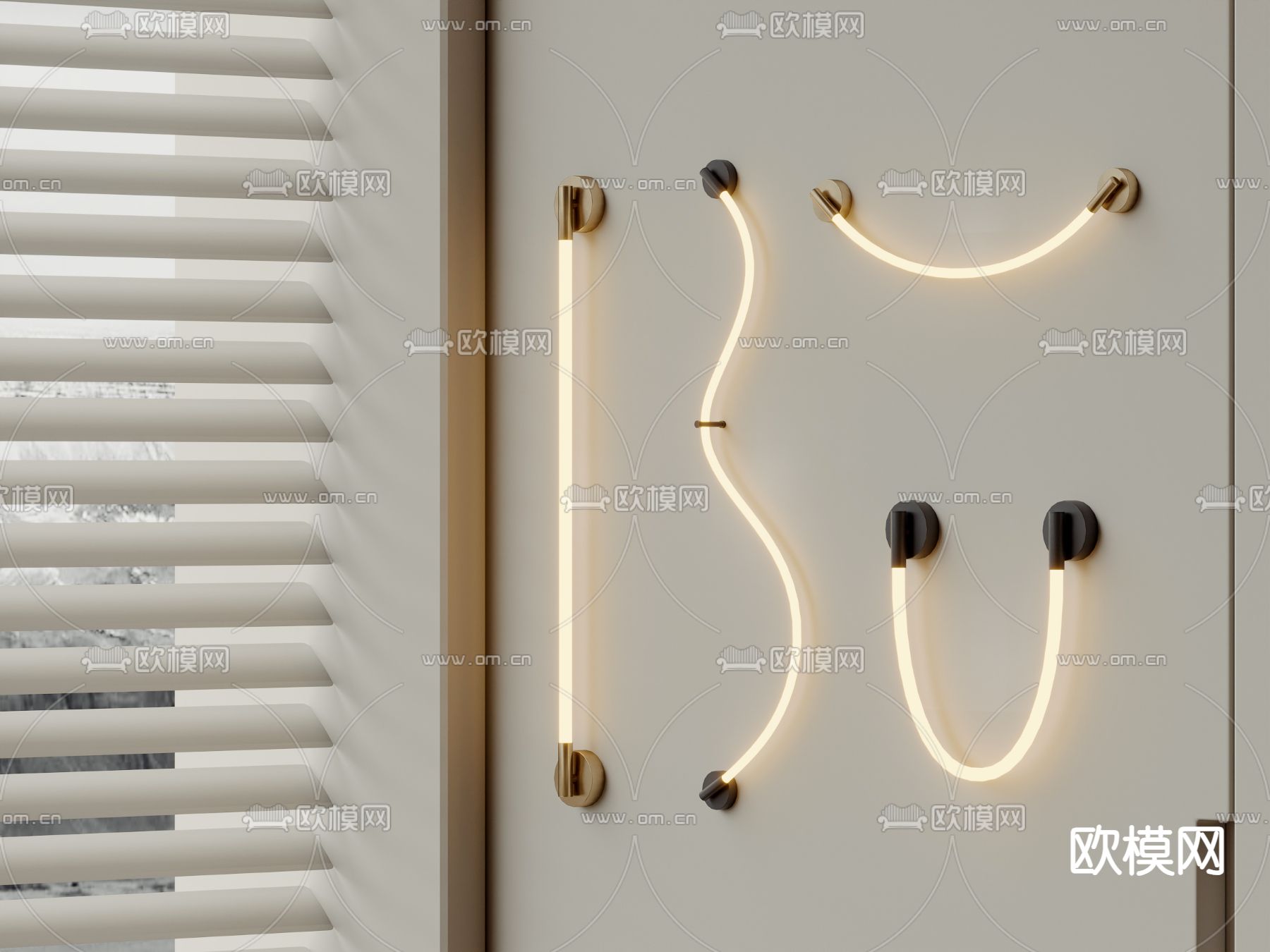 灯管线形壁灯su模型下载（渲染图2）