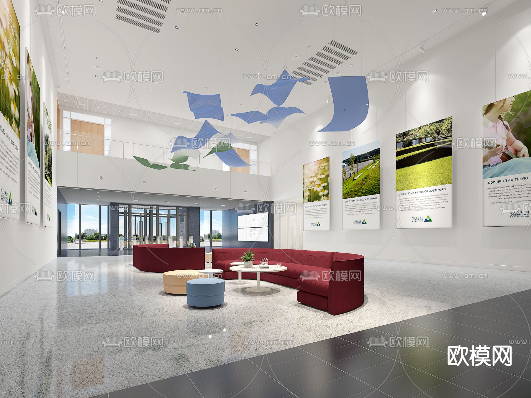 办公大厅 办事大厅3d模型下载