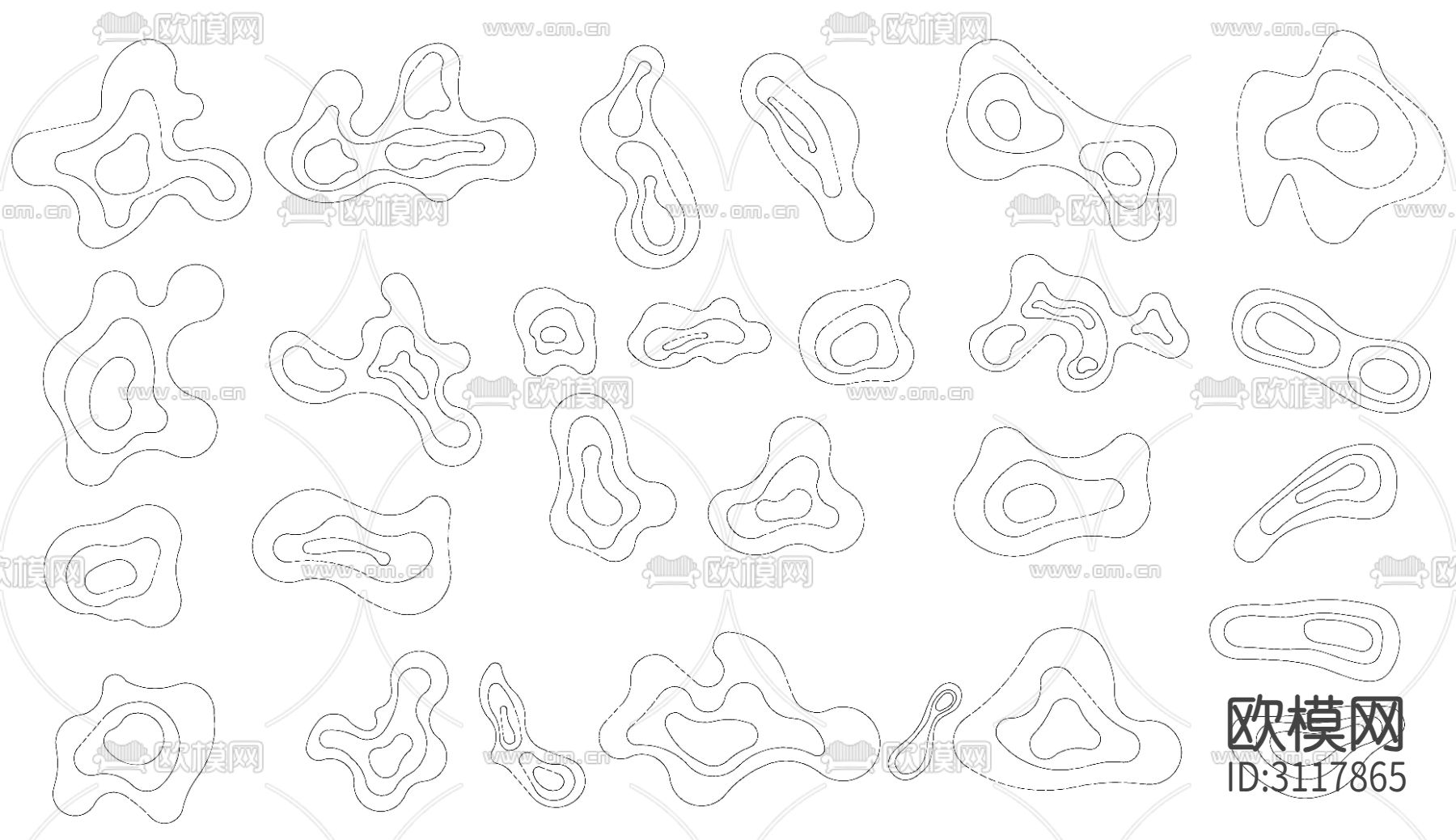 庭院微地形 微地形绿地 微地形cad图库下载（渲染图2）