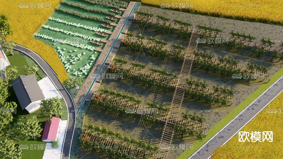 乡村公园景观 雷锋学习师范基地 研学实践基地su模型下载(渲染图2)