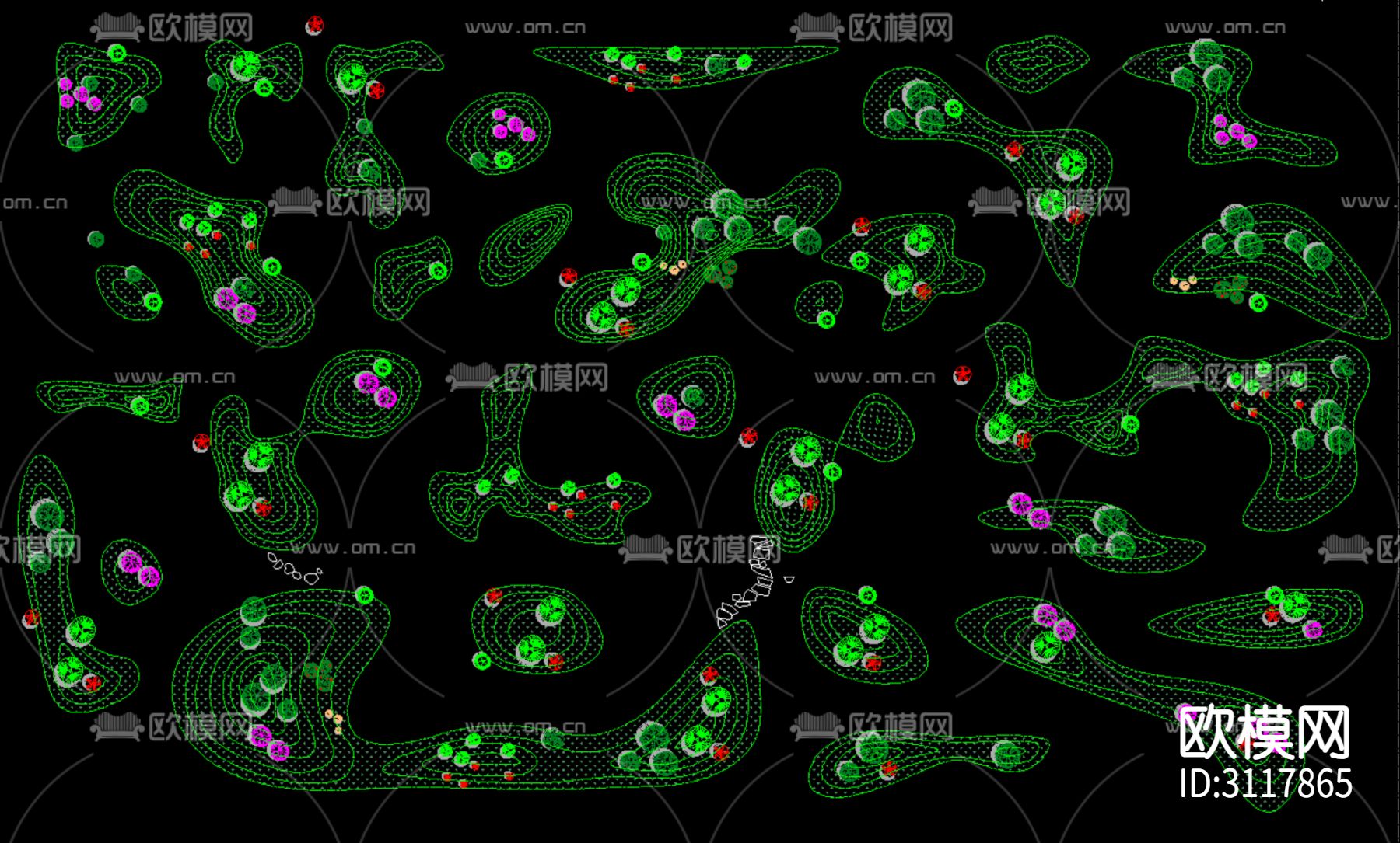 庭院微地形 微地形绿地 微地形cad图库下载（渲染图4）