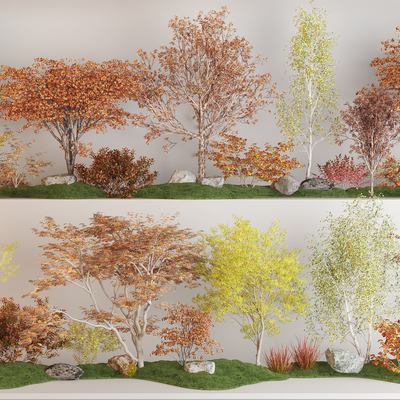  树 景观树 秋景树 枫叶su模型 