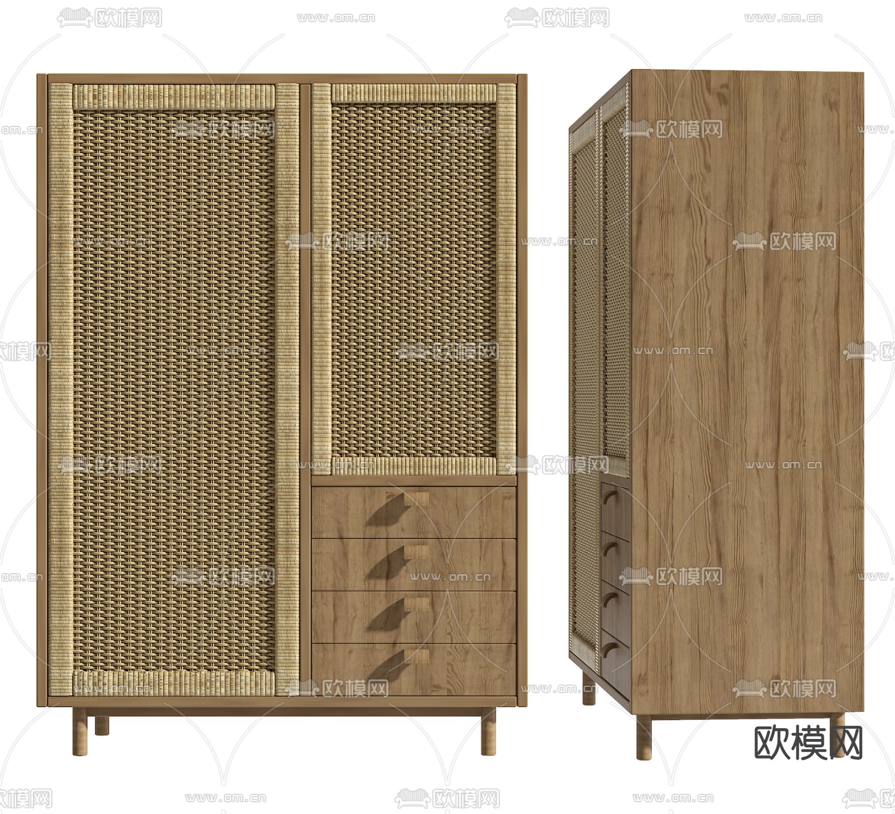 侘寂风置物柜su模型下载（渲染图2）