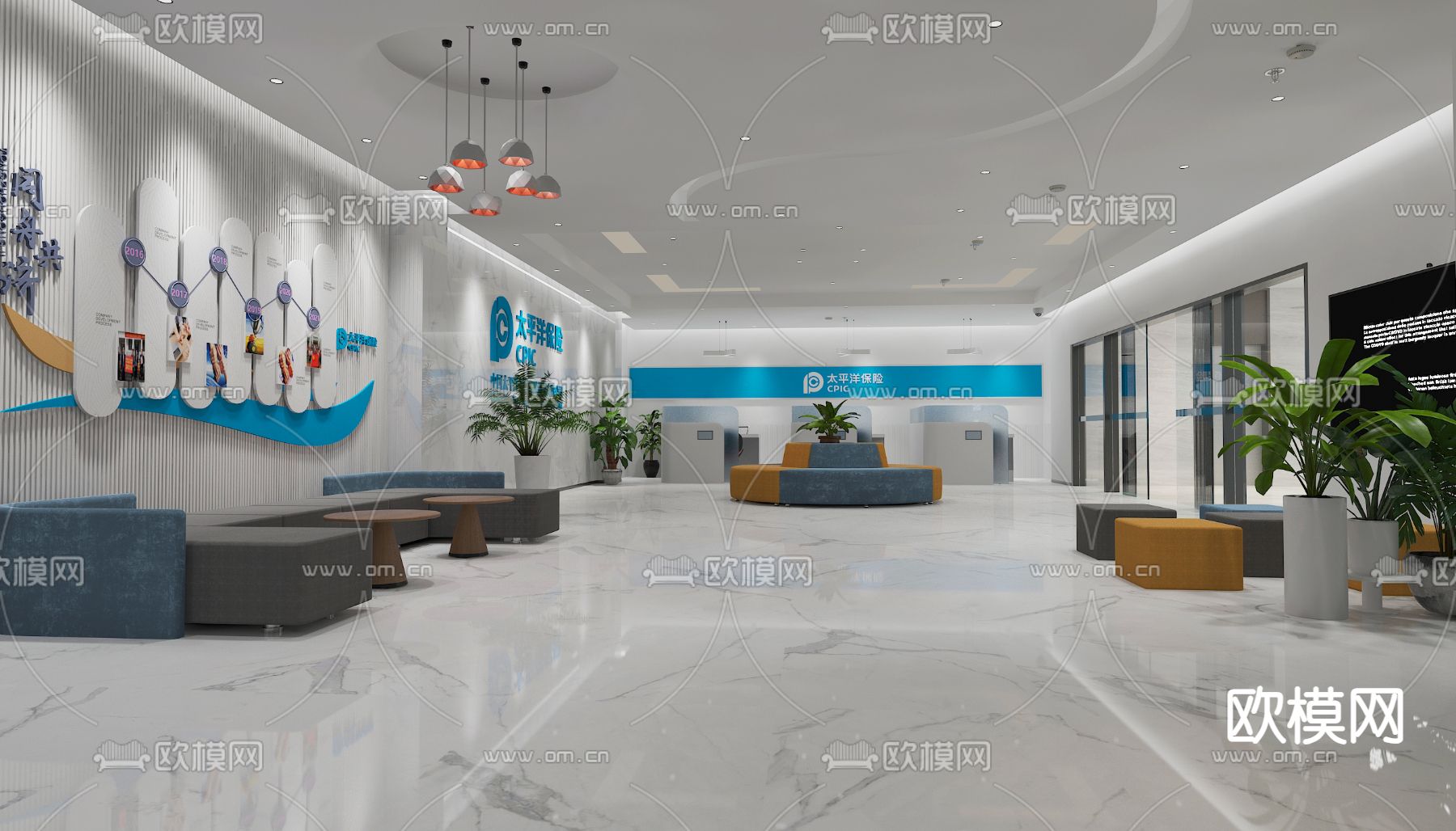 公司大堂3d模型下载（渲染图1）
