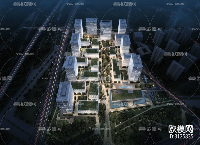 商業(yè)中心 住宅小區(qū)cad施工圖下載(渲染圖1)