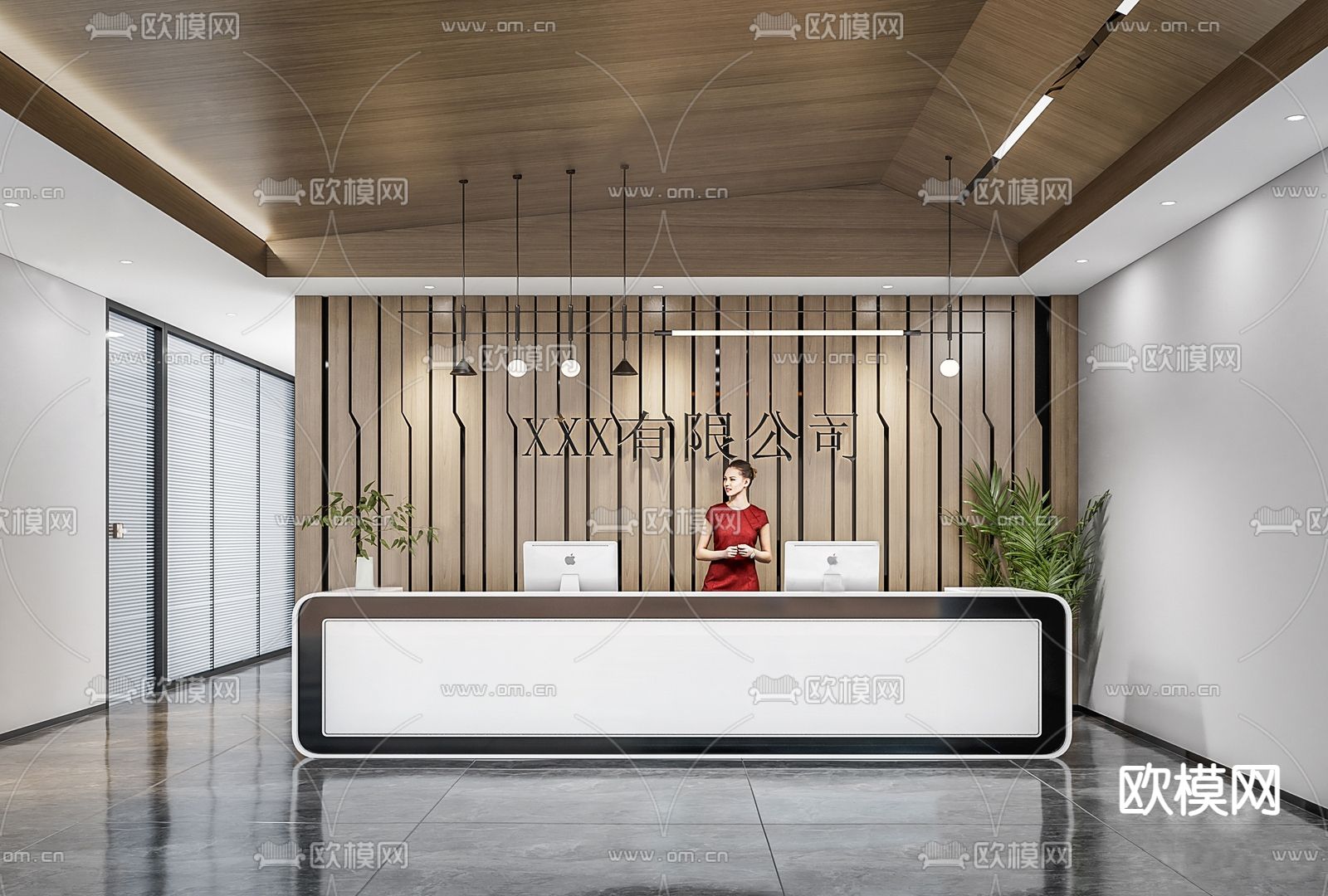 现代前台 咨询台 接待台3d模型下载