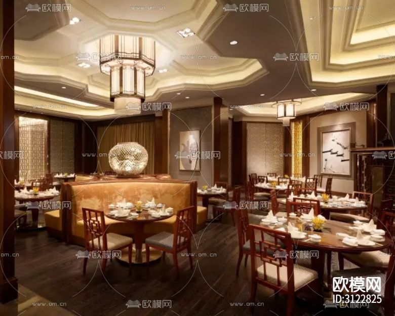 中餐厅cad施工图下载（渲染图9）