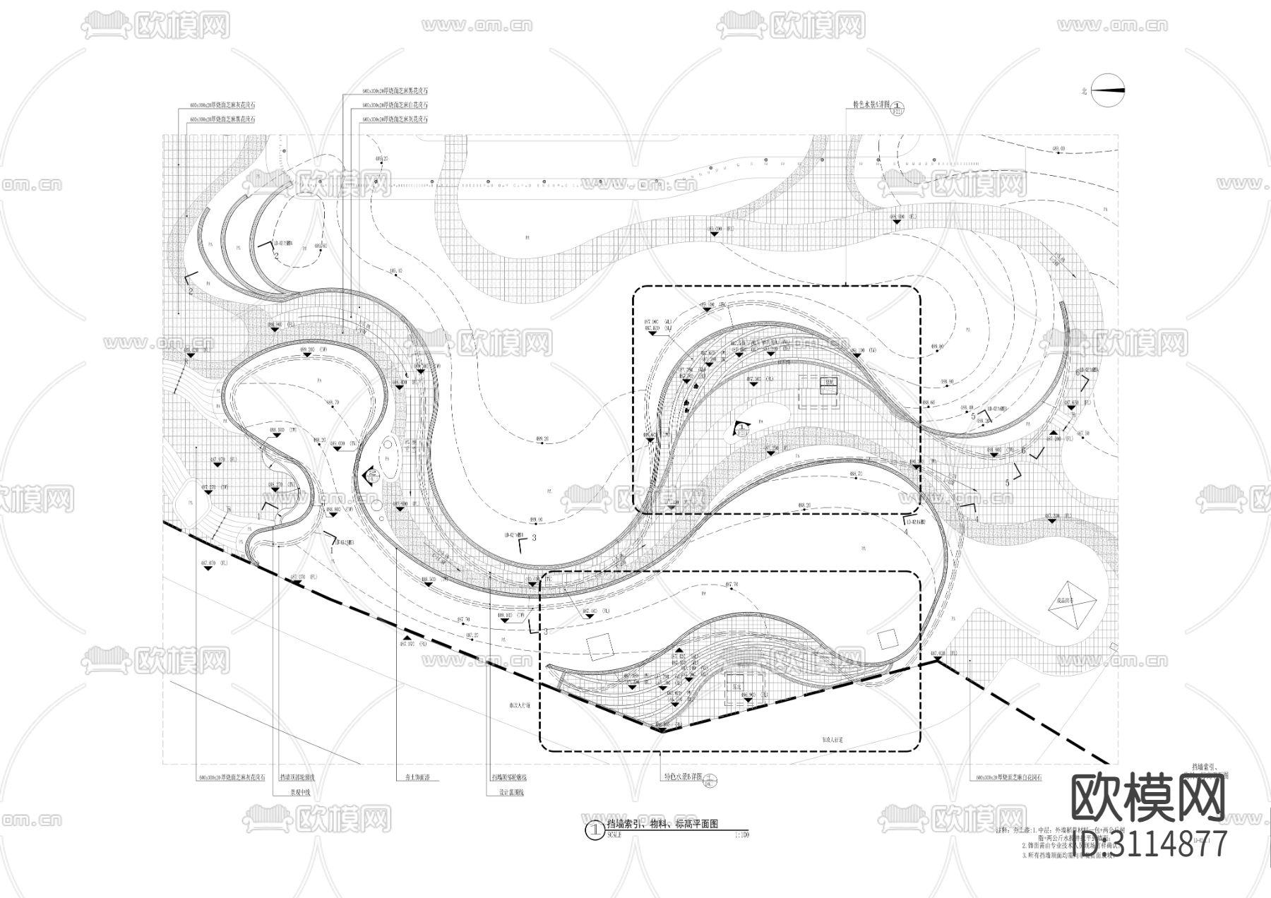 项目展示区 景观工程cad图库下载（渲染图3）