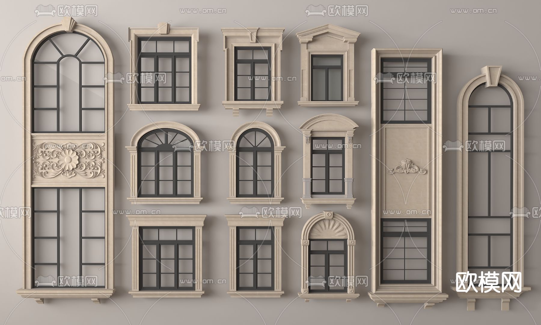 欧式窗户 窗套 平开窗 落地窗su模型下载（渲染图1）