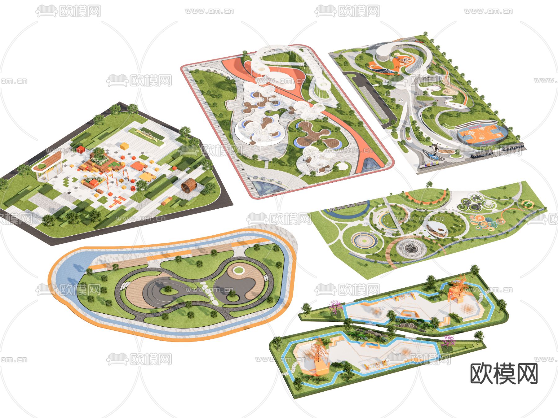 现代景观公园 口袋公园su模型下载（渲染图2）