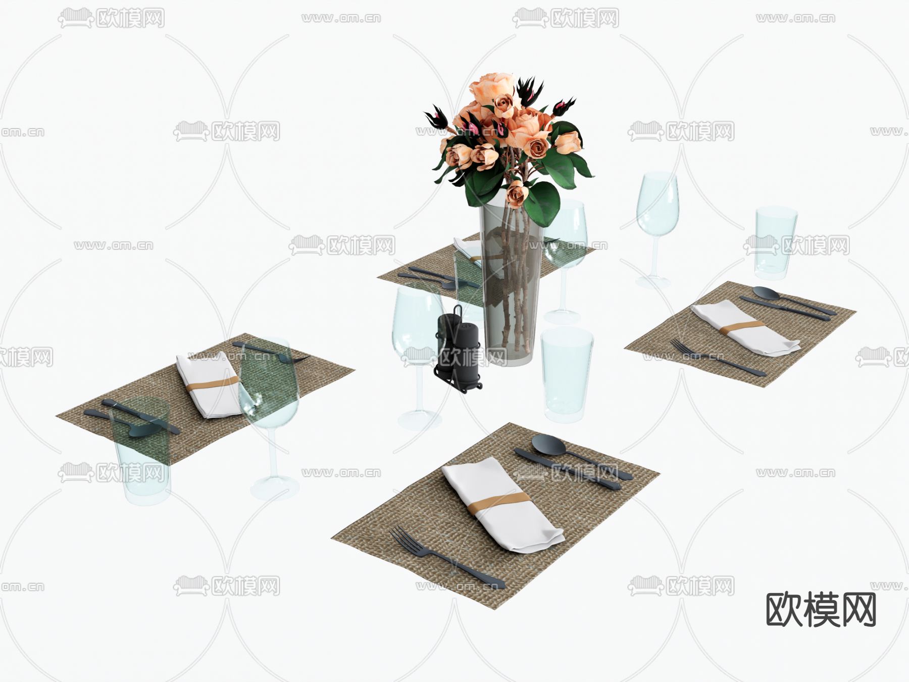 餐具 餐布 餐巾su模型下载（渲染图2）