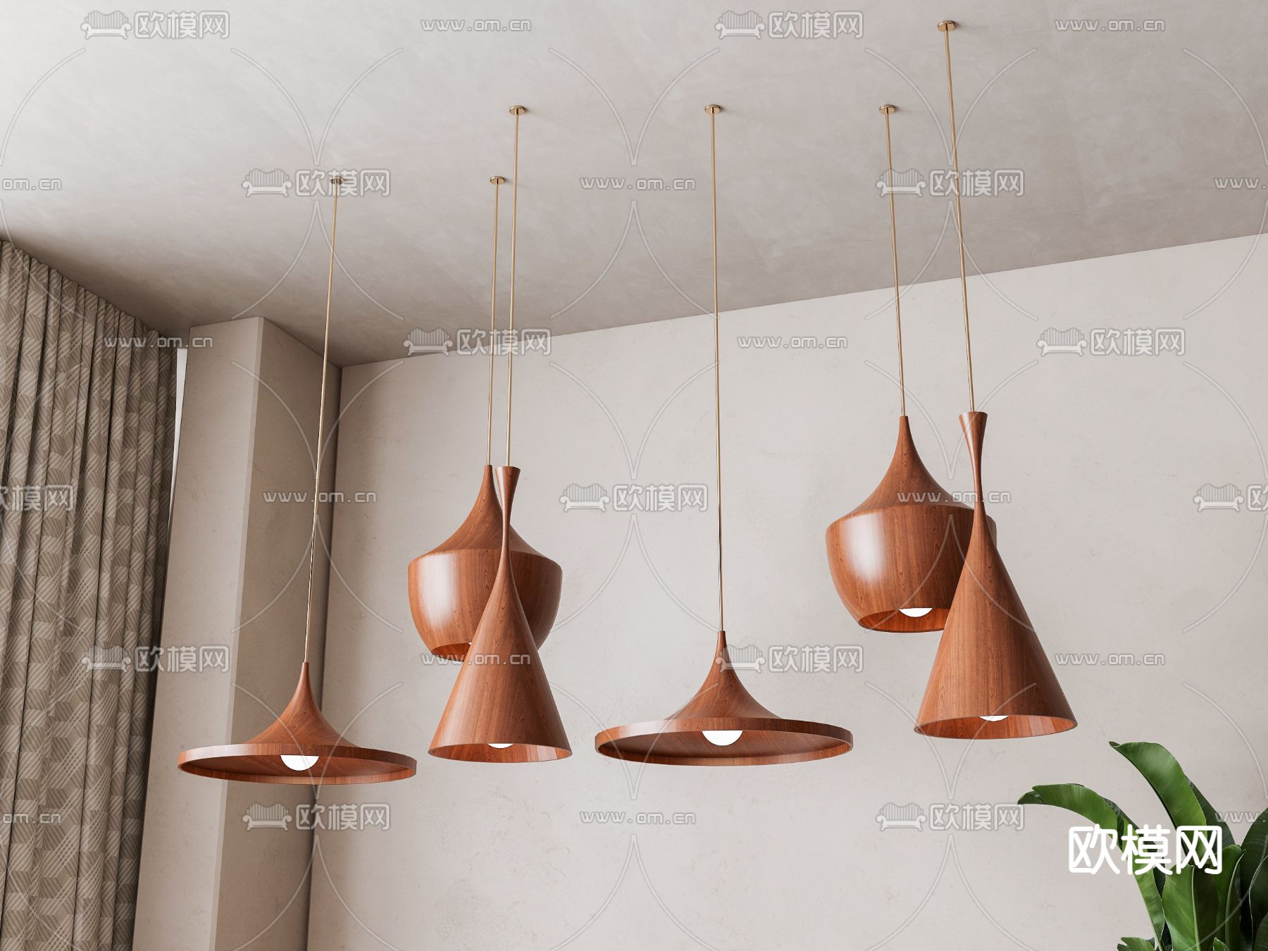 现代吊灯su模型下载（渲染图2）