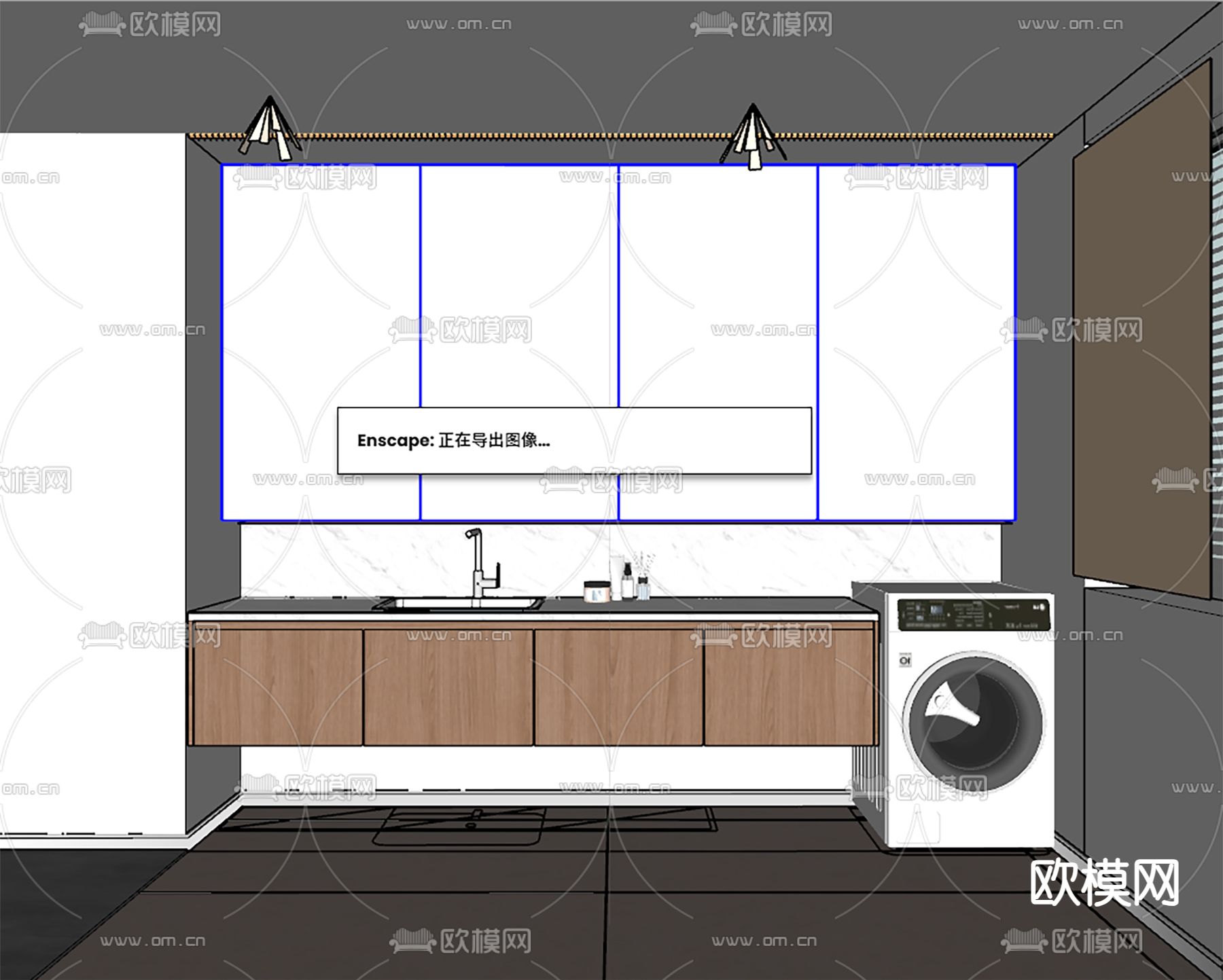 现代卫生间 洗手台su模型下载（渲染图4）