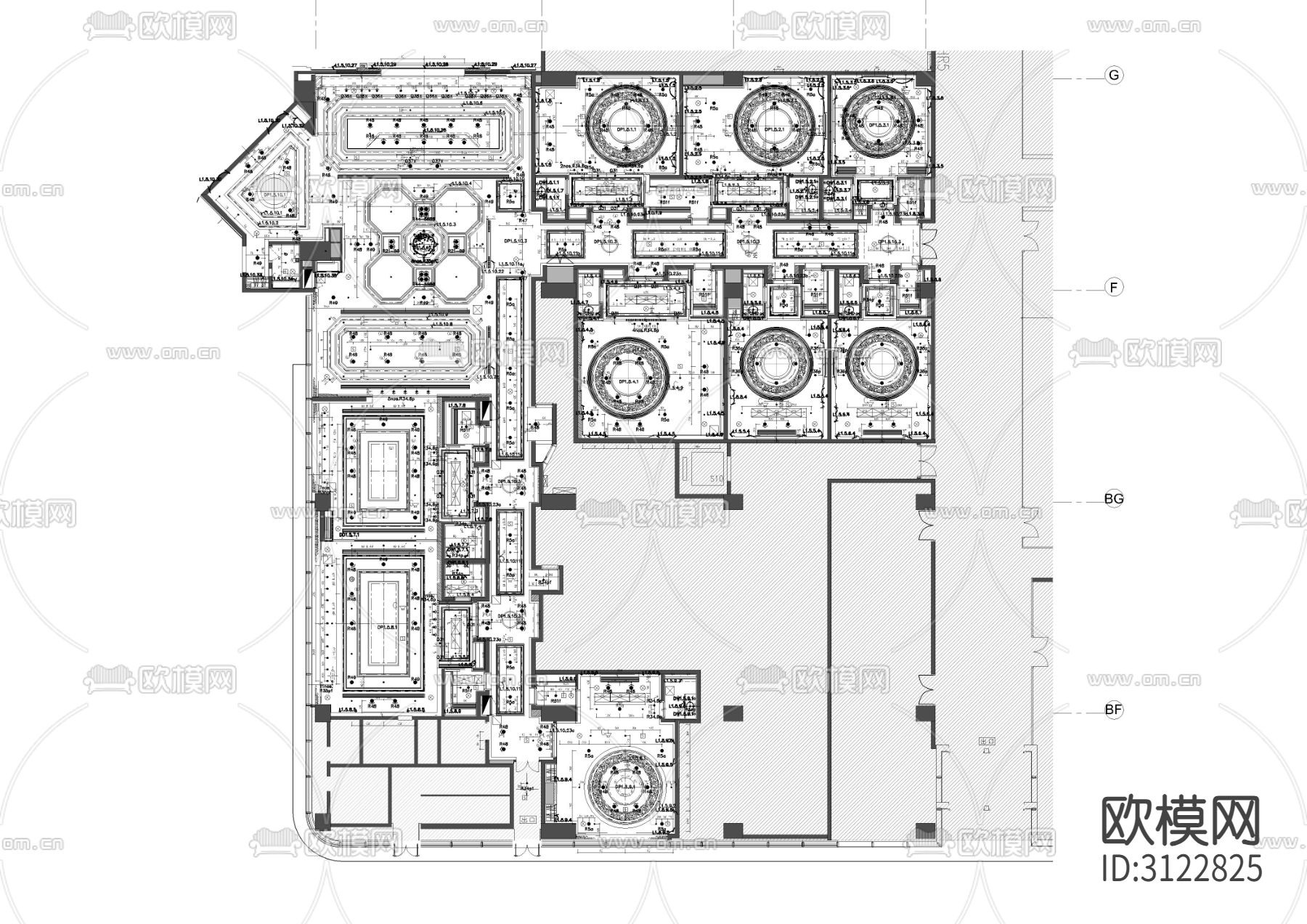 中餐厅cad施工图下载（渲染图10）