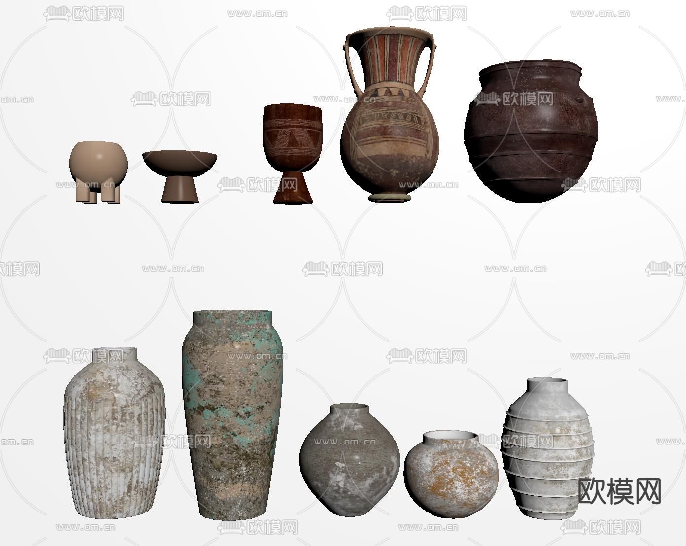 侘寂风陶瓷 器皿摆件su模型下载（渲染图2）