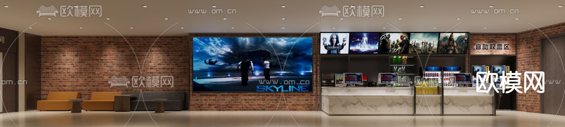 电影院大厅3d模型下载