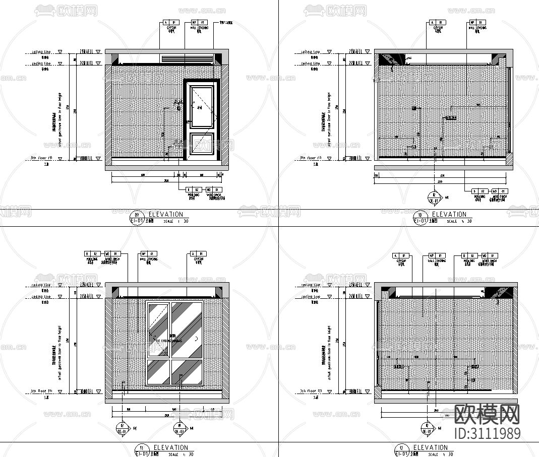叠拼户型 家居住宅全套cad图库下载（渲染图9）