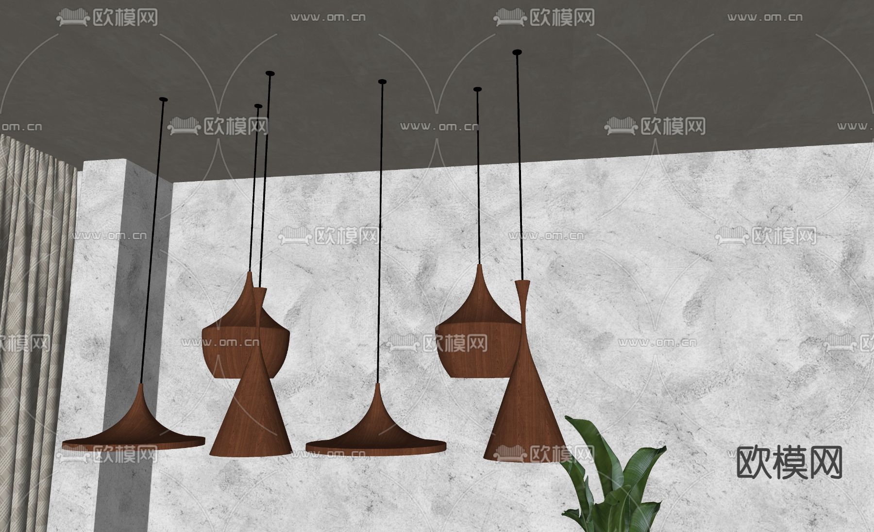 现代吊灯su模型下载（渲染图1）