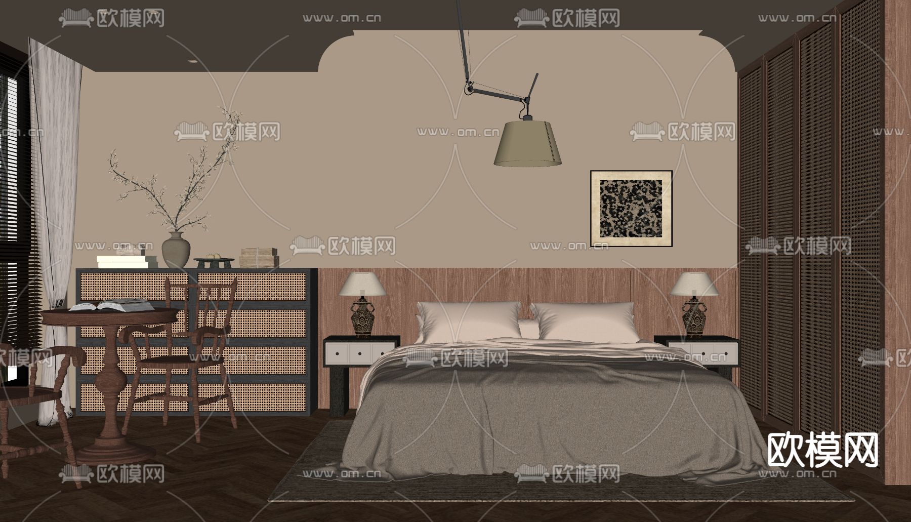 侘寂卧室 主卧 主人房su模型