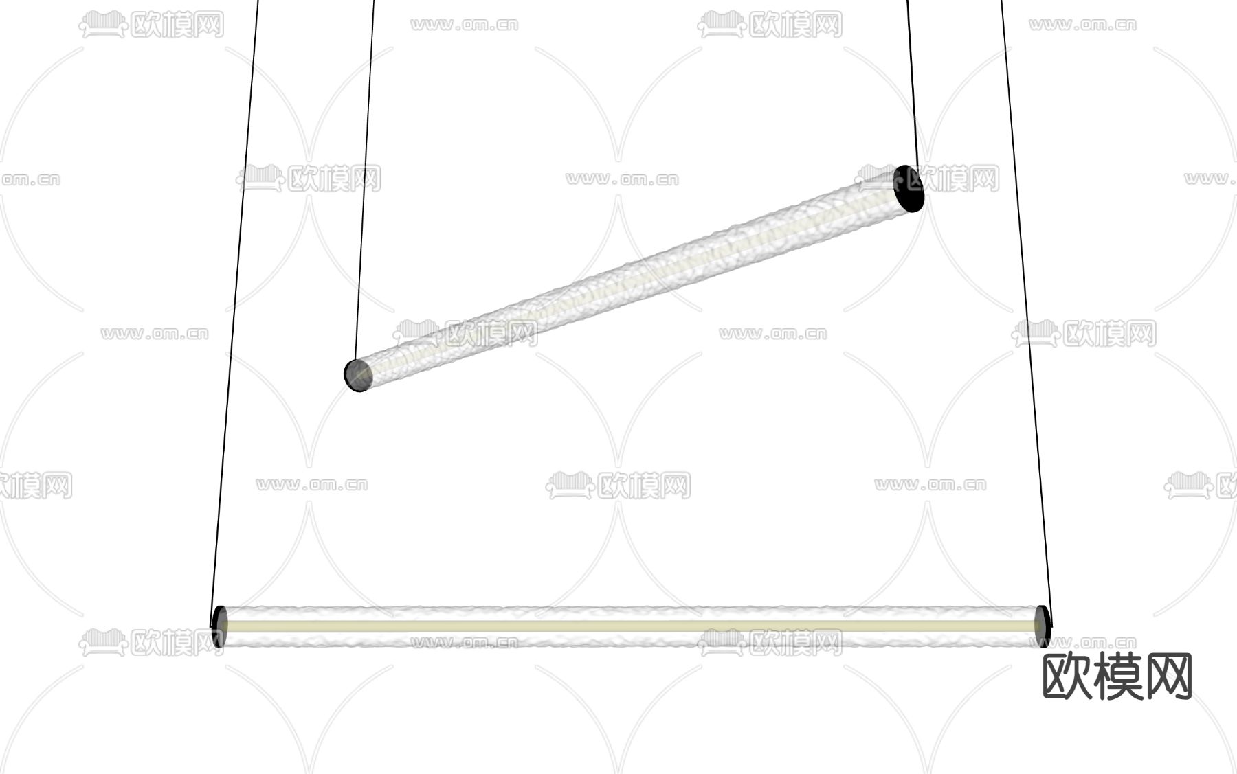 长吊灯 Areti玻璃金属吊灯su模型下载（渲染图2）