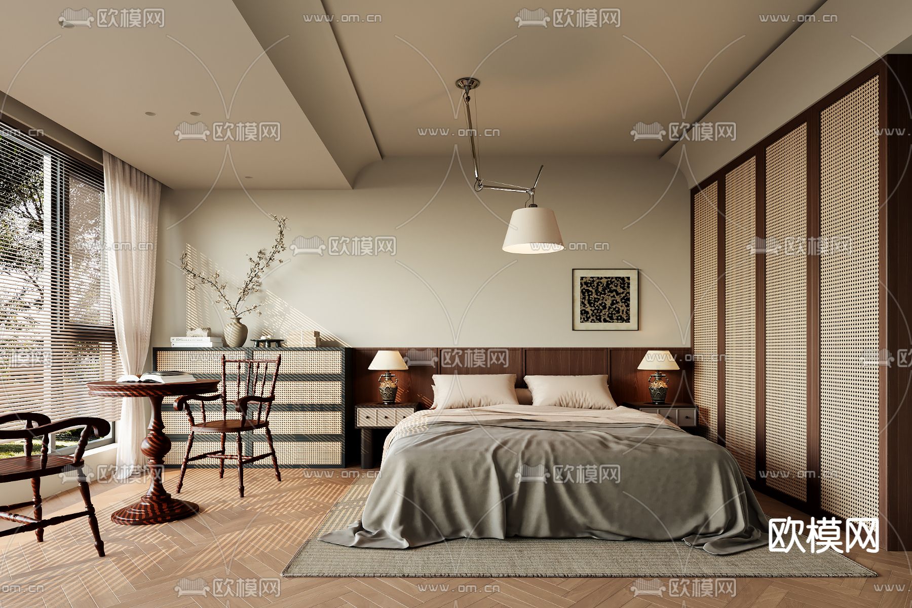 侘寂卧室 主卧 主人房su模型