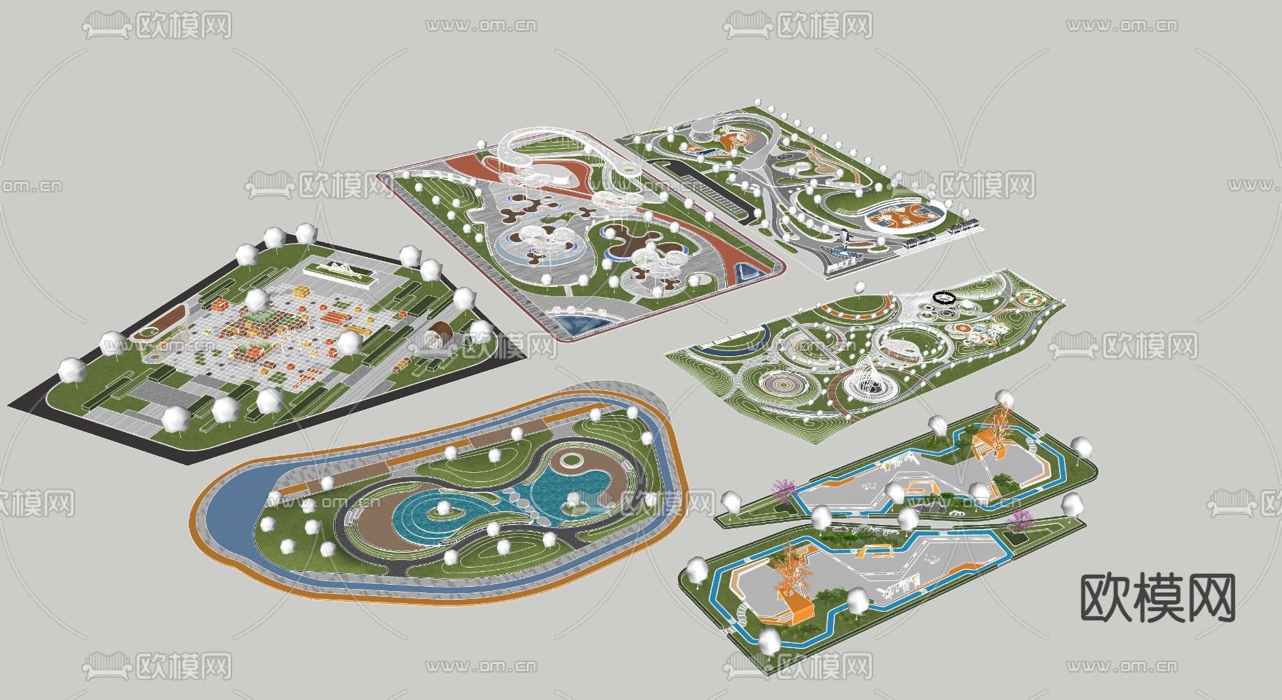 现代景观公园 口袋公园su模型下载（渲染图1）