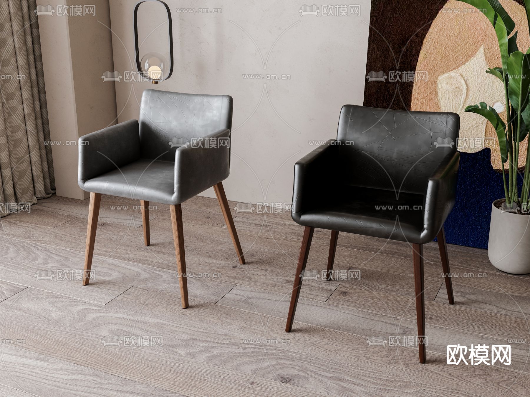 现代餐椅 单椅su模型下载（渲染图2）